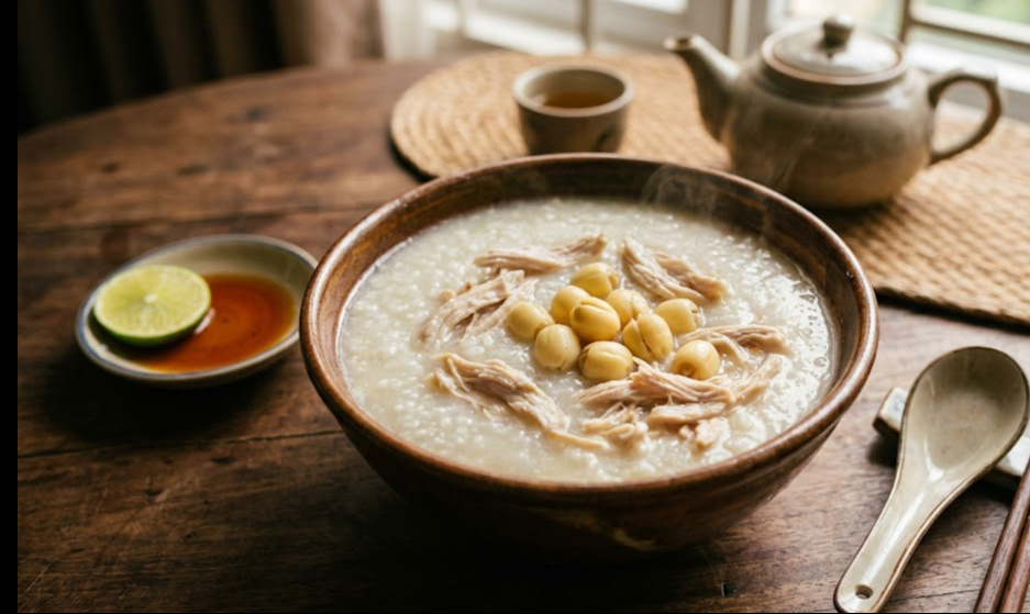 Cháo gà hạt sen Cháo gà hạt sen