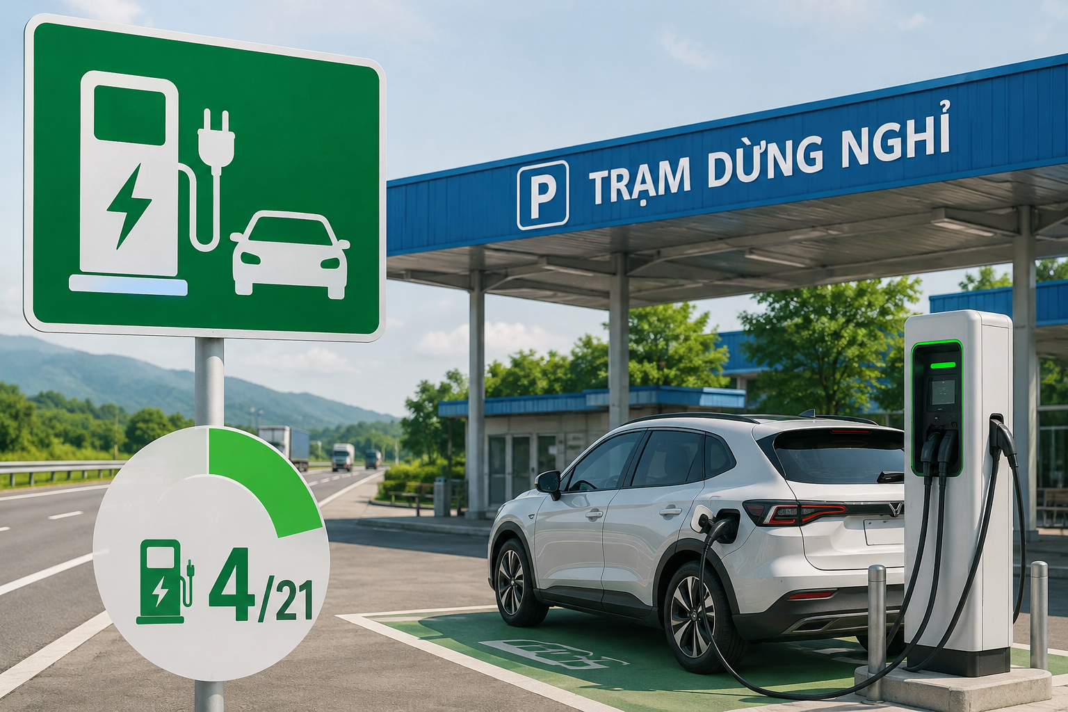 Chỉ 4 trong 21 Trạm Dừng Nghỉ Cao Tốc Có Hệ Thống Sạc Xe Điện
