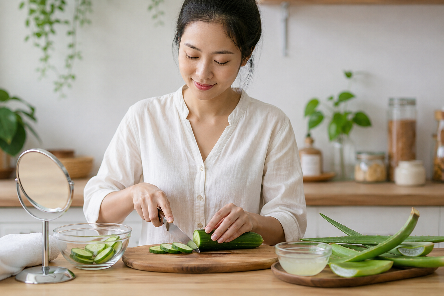 Mặt nạ từ dưa chuột giúp làm dịu da Mặt nạ từ dưa chuột giúp làm dịu da