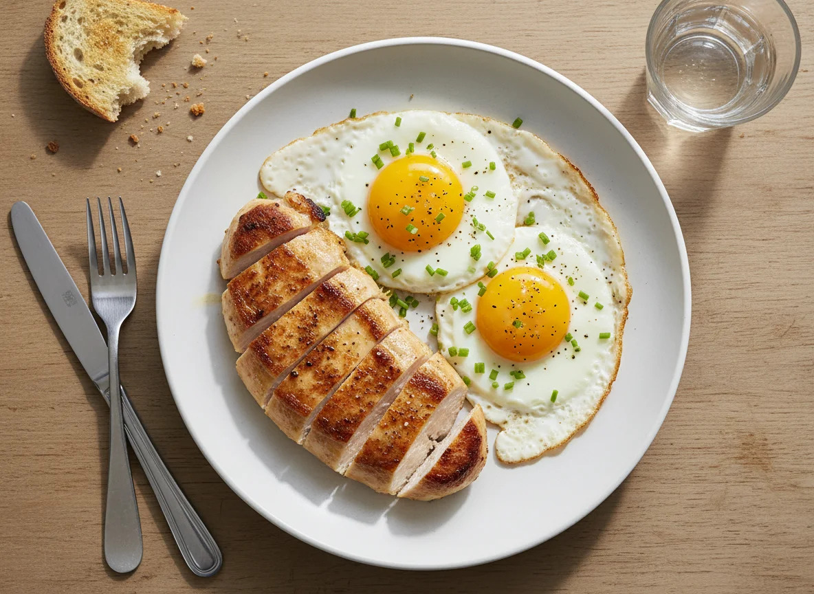 chicken-and-fried-eggs-lh3y2h-17855810729741961137964 Mặt trái của việc ăn nhiều đạm: Sự thật bất ngờ về dinh dưỡng năm 2026 - Ảnh 4.