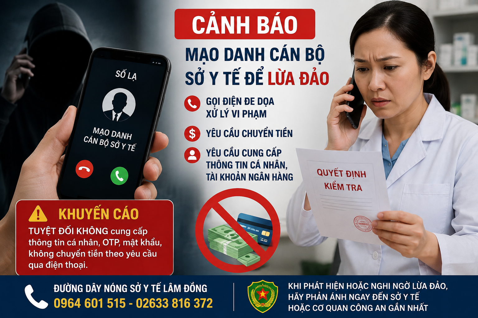 mao-danh-can-bo-so-y-te-17857530708431544019318 Sở Y tế Lâm Đồng cảnh báo thủ đoạn mạo danh cán bộ để lừa đảo- Ảnh 1.