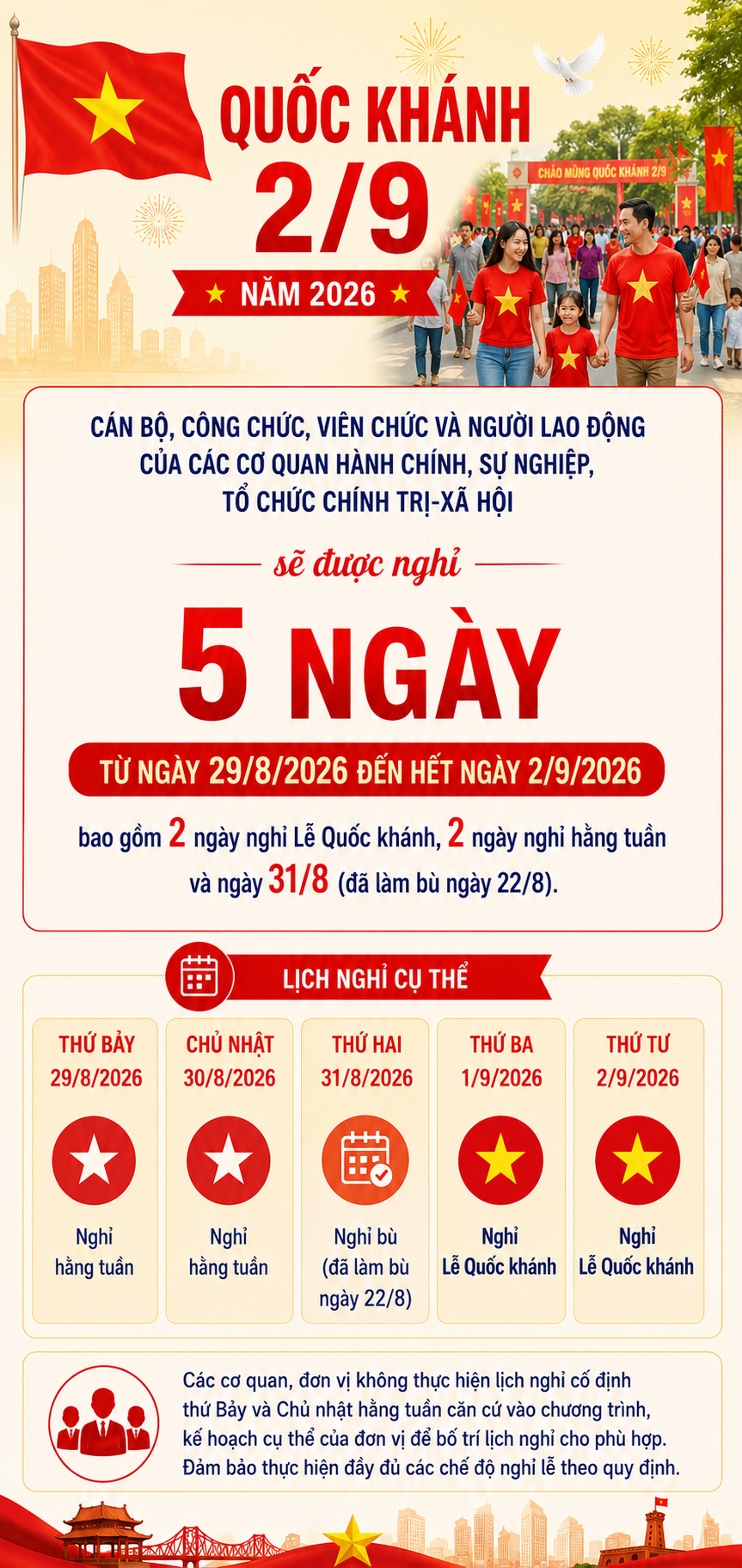 Lịch Nghỉ Lễ Quốc Khánh 2/9 Năm 2026: Thông Tin Chi Tiết Cần Biết