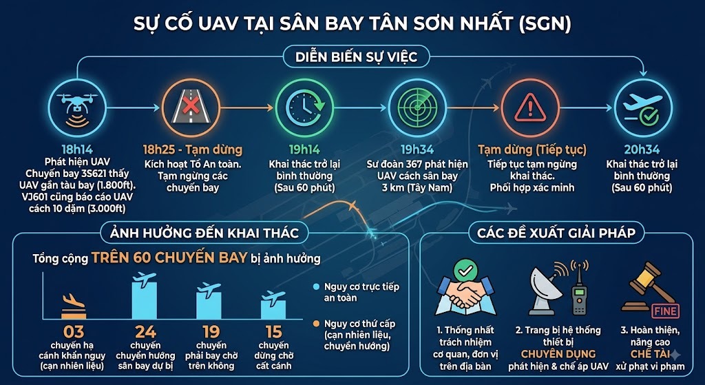 Nguy cơ UAV Xâm Nhập Gây Khó Khăn Tại Sân Bay Tân Sơn Nhất