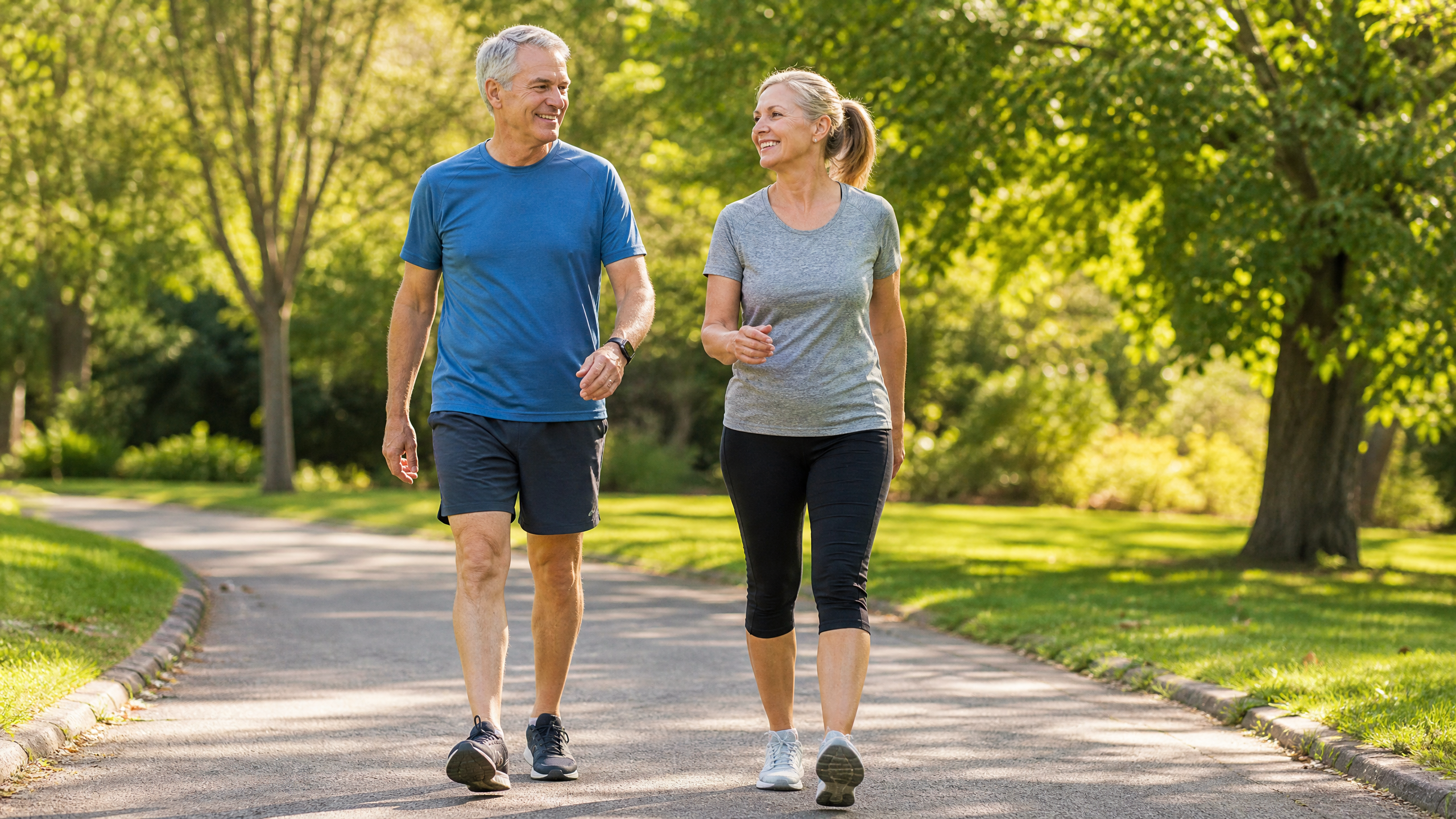middleagedcouplewalkingexercise-1788160169667680070213 Đi bộ nhanh có giúp giảm cholesterol xấu LDL? - Ảnh 1.