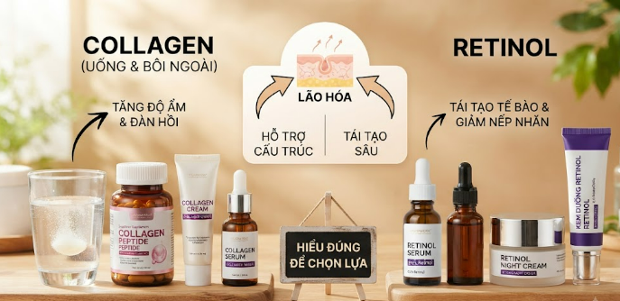 Collagen hay retinol: Chọn sản phẩm nào cho làn da đang lão hóa?