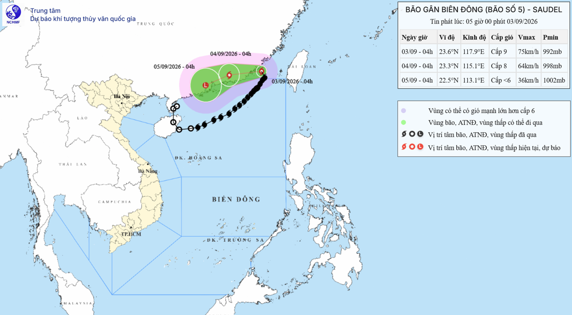 Bão số 5 đang suy yếu nhanh, nhiều vùng biển nước ta sóng cao đến 5m- Ảnh 1.